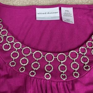 Elegant Magenta Women's Top with Embellished Neckline